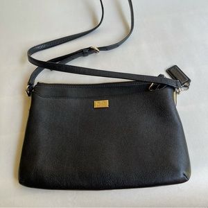 Coach slim black kid leather shoulder bag